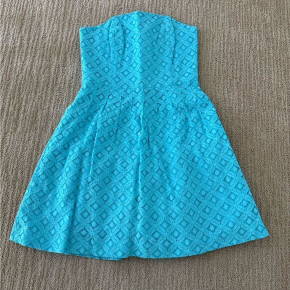 Lilly Pulitzer Blue Strapless Fit and Flare Dress - Picture 1 of 6